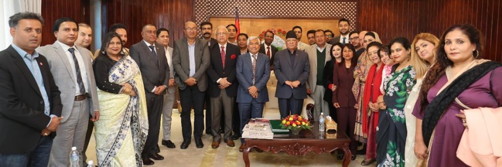 Group picture of SCCI delegates with Hon'ble Prime Minister of the Federal Democratic Republic of Nepal, Mr. Pushpa Kamal Dahal 